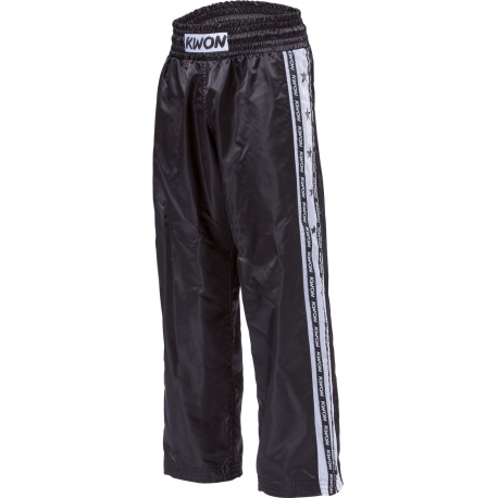 Saténové kalhoty KWON černé s bílým pruhem